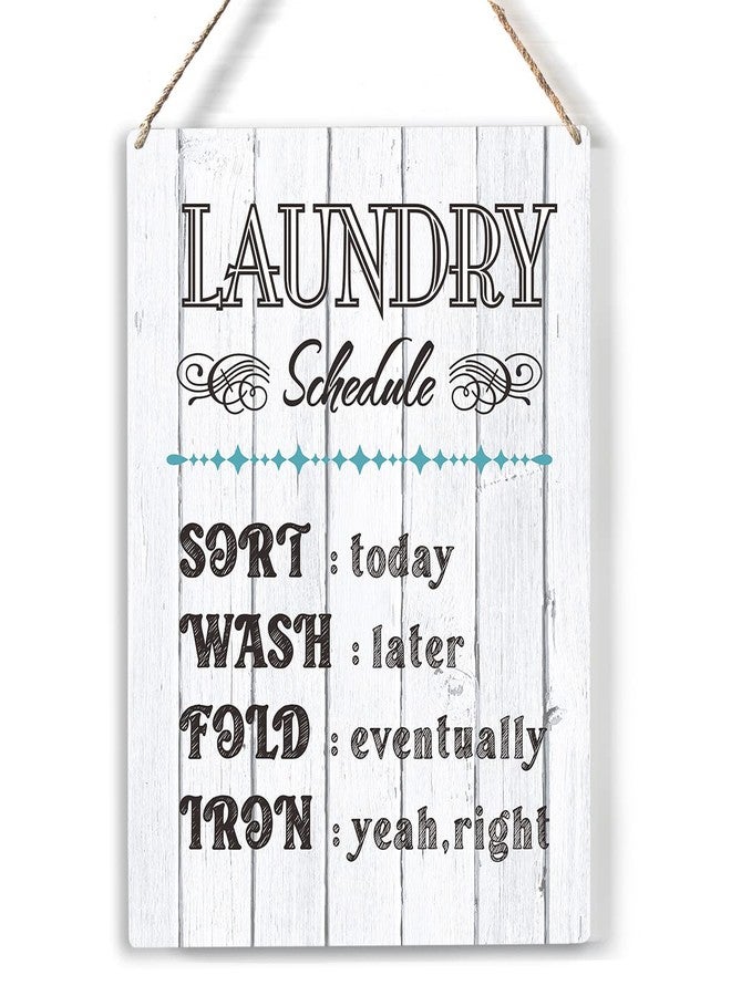 FREHVN Rustic Laundry Schedule Wood Sign the Laundry Rules Wooden Signs Rustic Hanging Plaque Home Wall Art "8 x 10", Perfect Sign Wall Decor for Bathroom Laundry Room - Image 1